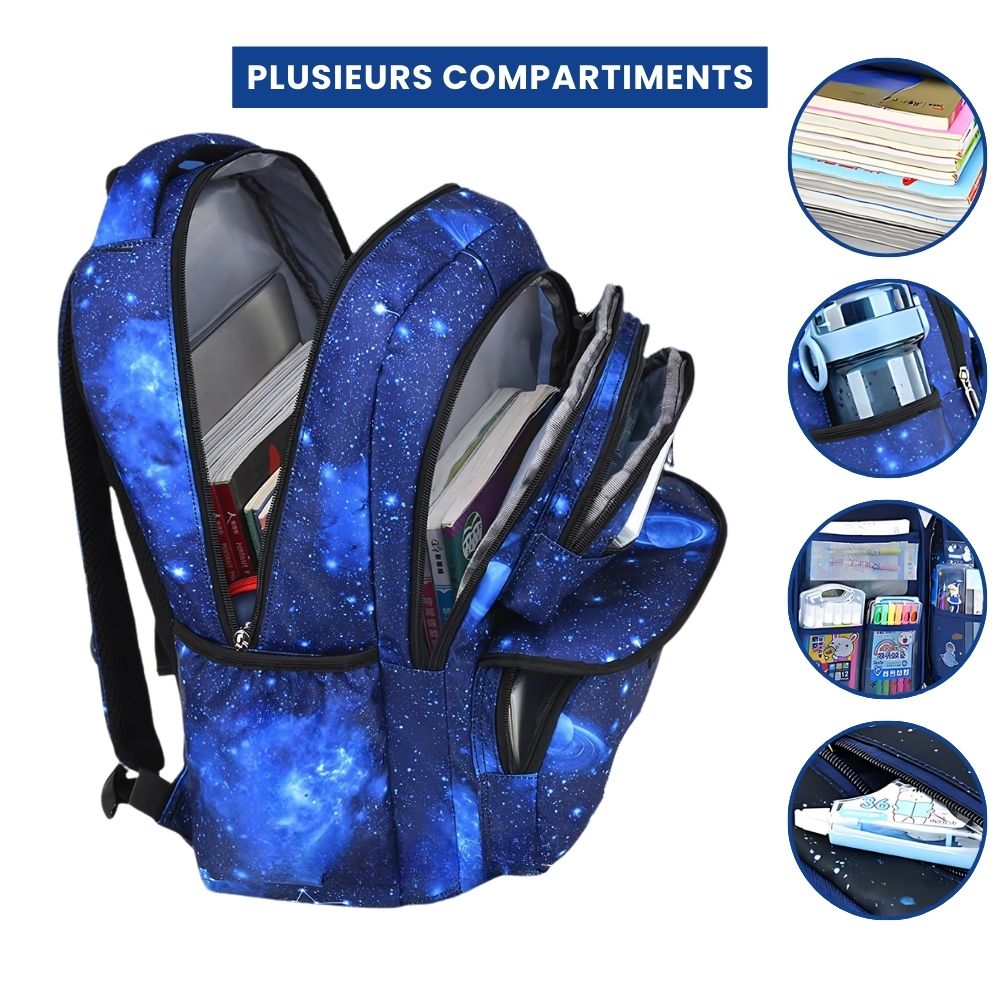 Sac à Dos Galaxie Bleu Étoiles