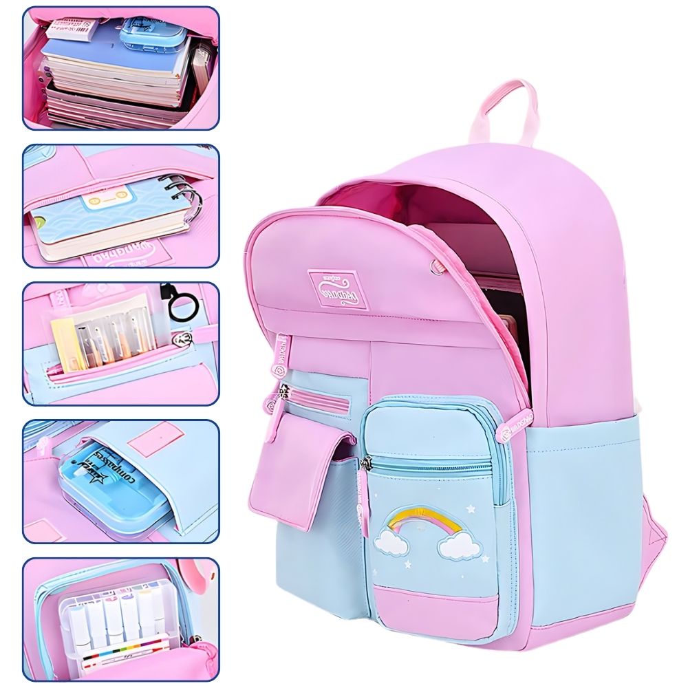 Sac à Dos Fille Arc-en-Ciel Rose Bleu – Sac à Dos Orthopédique