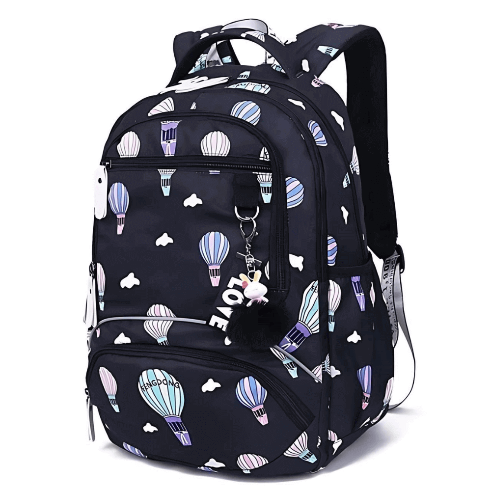 Sac à Dos Fille Montgolfières Noir – Sac à Dos Orthopédique