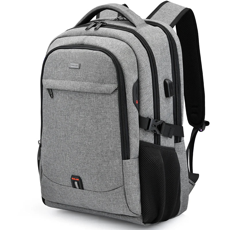 Sac à dos ordinateur étanche gris vue de face sur fond blanc
