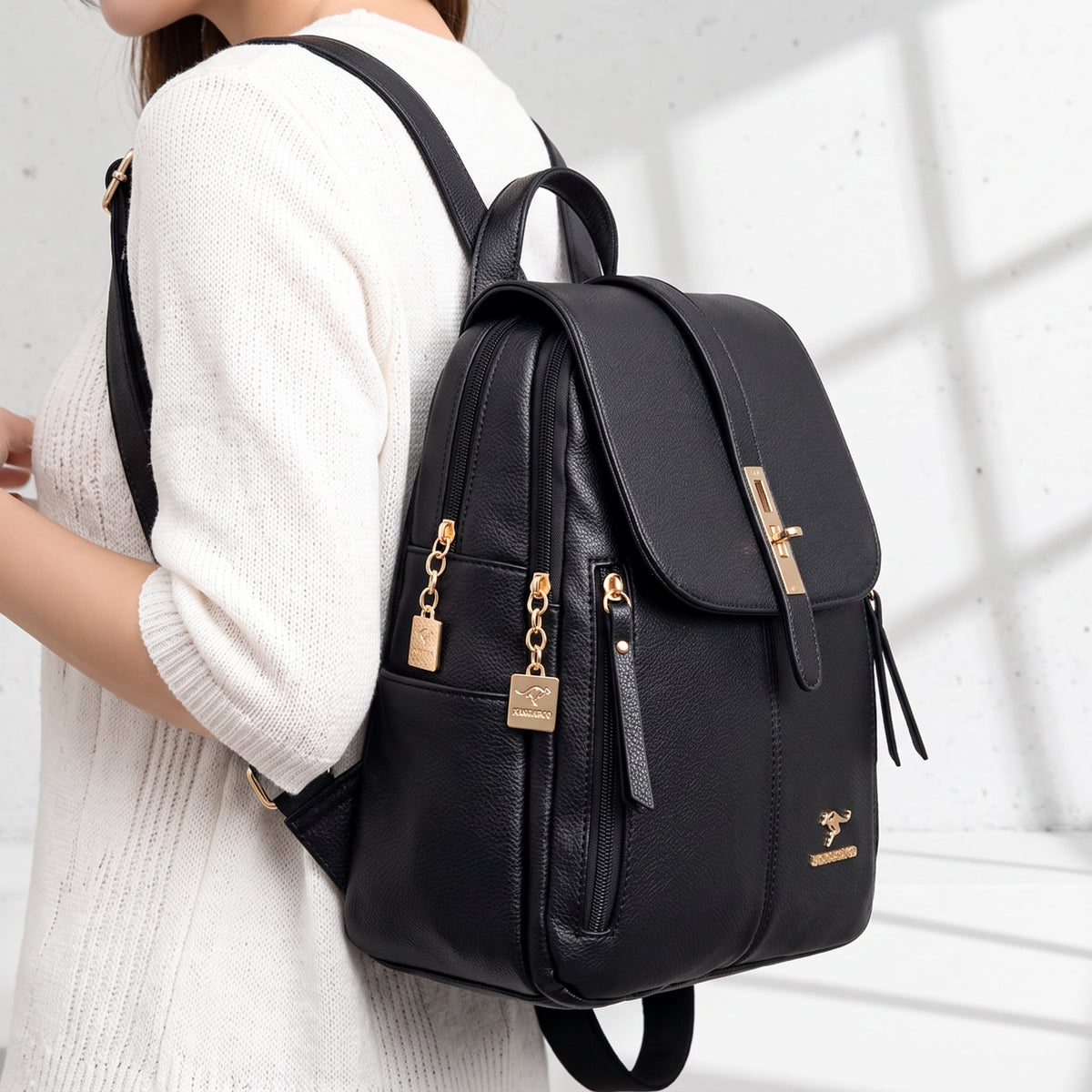 Sac à dos vintage chic 20L, cuir synthétique –
