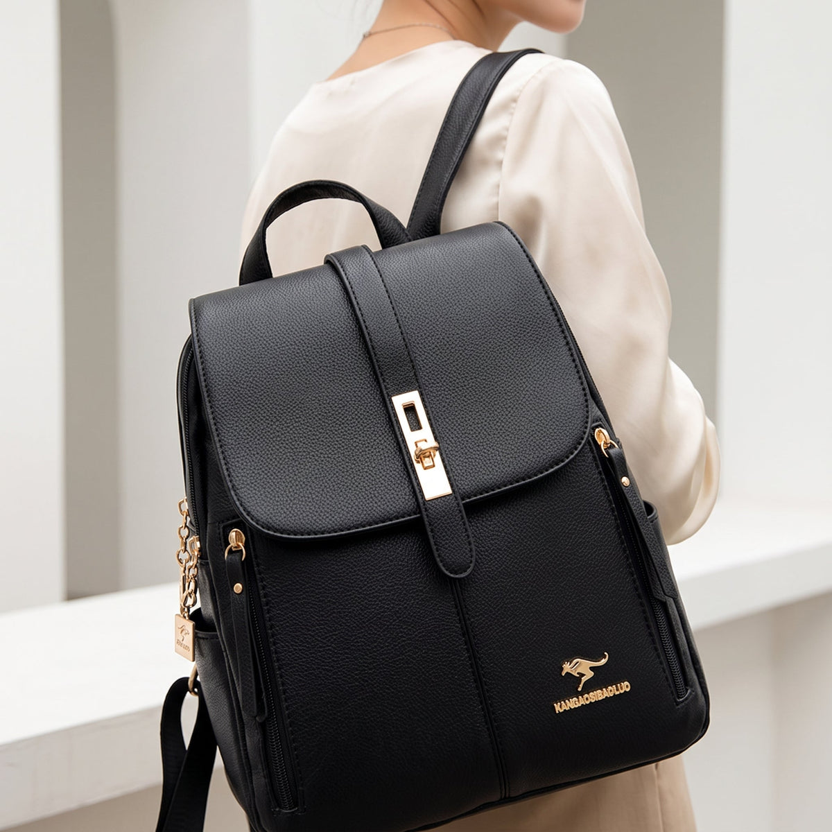 Sac à dos vintage chic 20L, cuir synthétique –