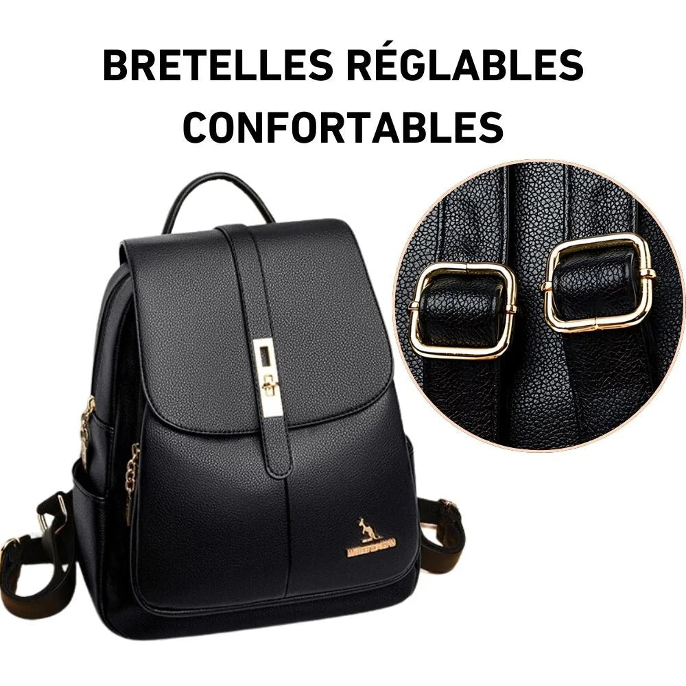 Sac à dos vintage chic 20L, cuir synthétique –