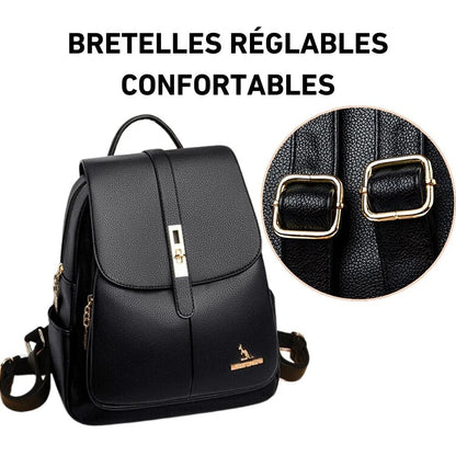 Sac à dos vintage chic 20L, cuir synthétique –