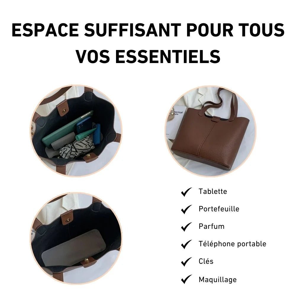 Sac cabas cuir souple bandoulière femme – Sac à main
